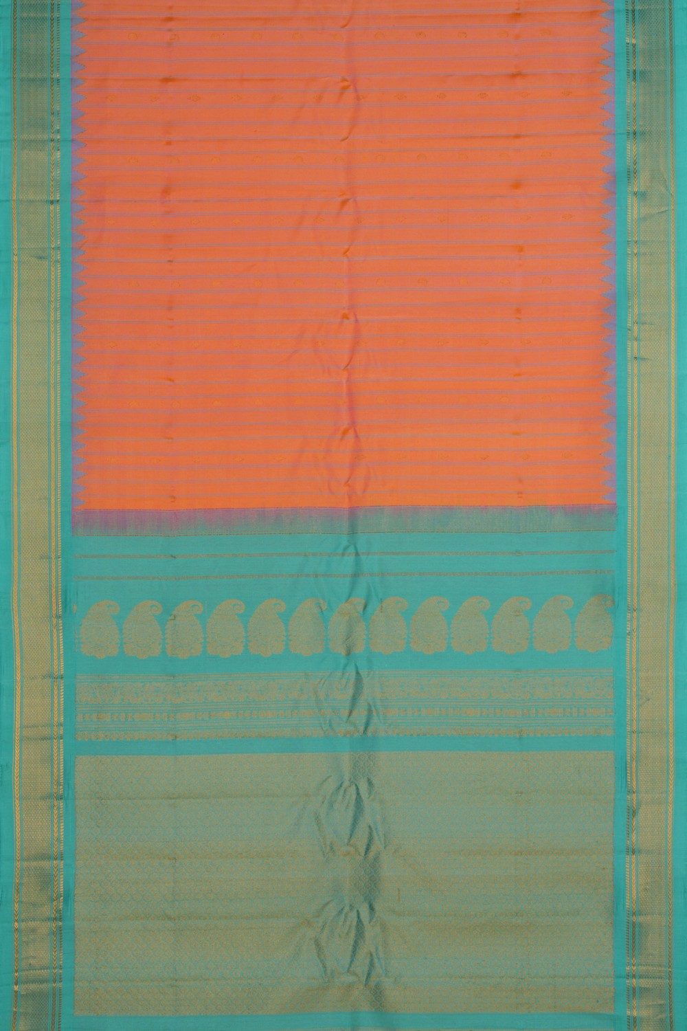 Image of Gadwal Silk Coral Pink Saree